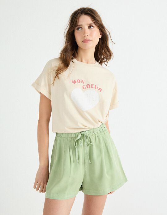 Comprar Online T-shirt Print, Mulher, Bege Claro