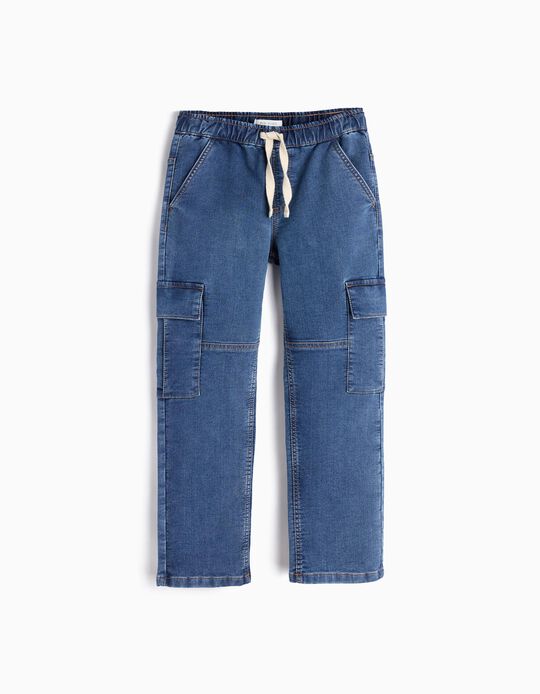 Comprar Online Calças de Ganga Cargo, Menino, Azul 