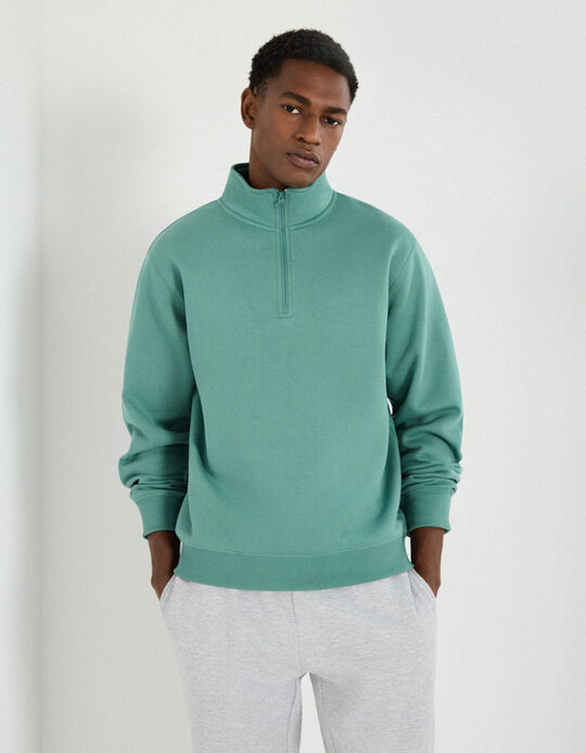 Comprar Online Sweatshirt com Fecho, Homem, Verde Escuro