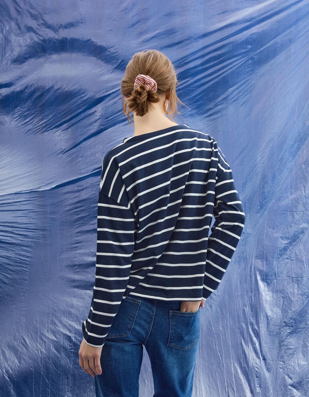 T-shirt Manga Comprida, Mulher, Azul Escuro