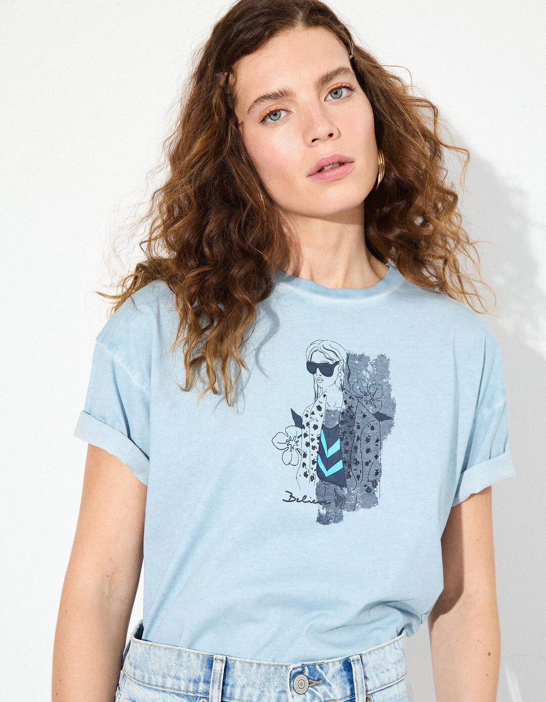 T-shirt, Mulher, Azul