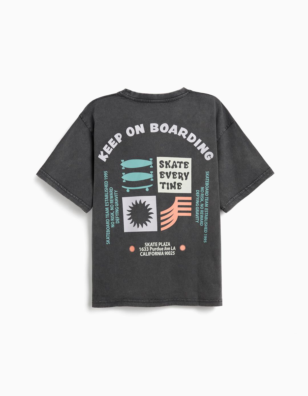 T-shirt Loose, Menino, Cinzento Escuro