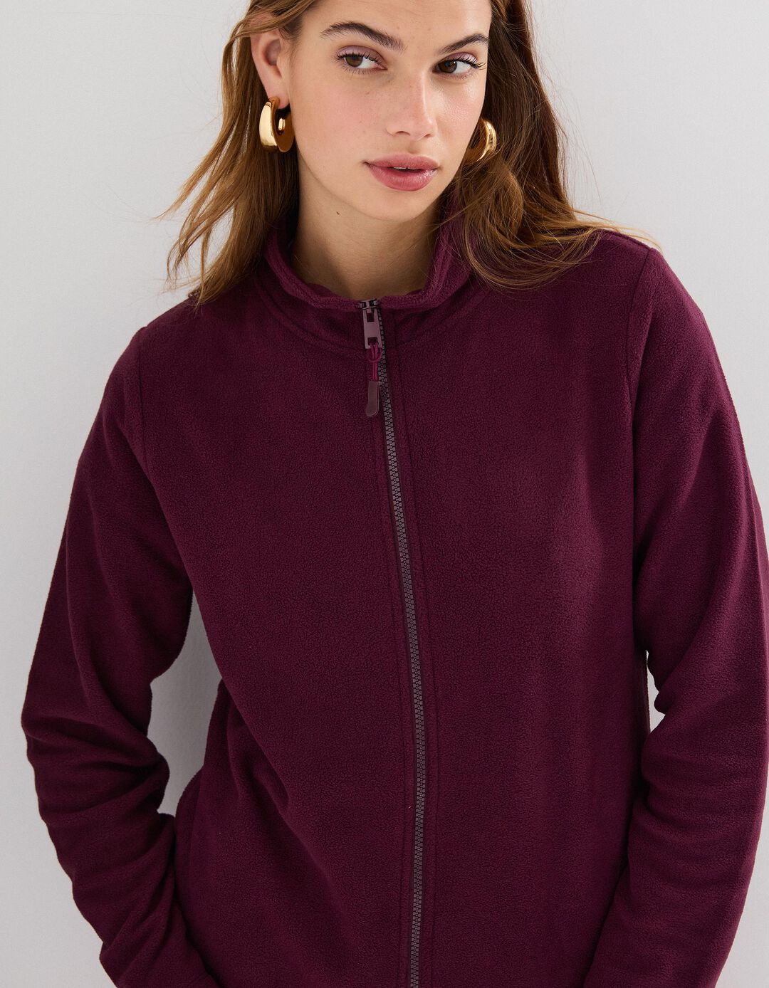 Casaco Polar, Mulher, Vermelho Escuro 