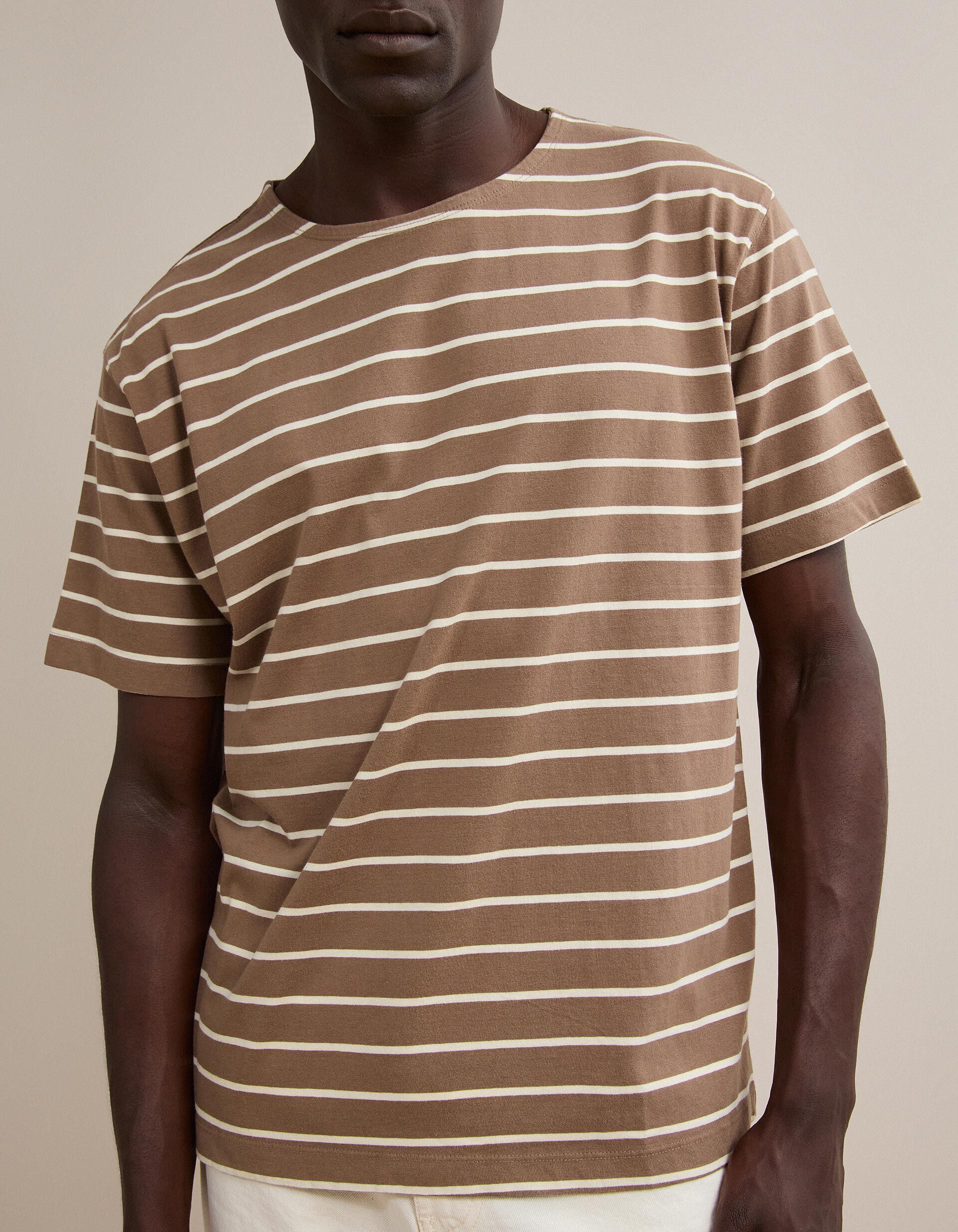 Comprar Online T-shirt &Agrave;s Riscas, Homem, Castanho
