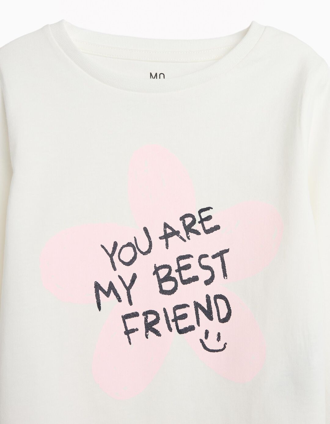 T-shirt Estampada Manga Comprida, Menina, Branco