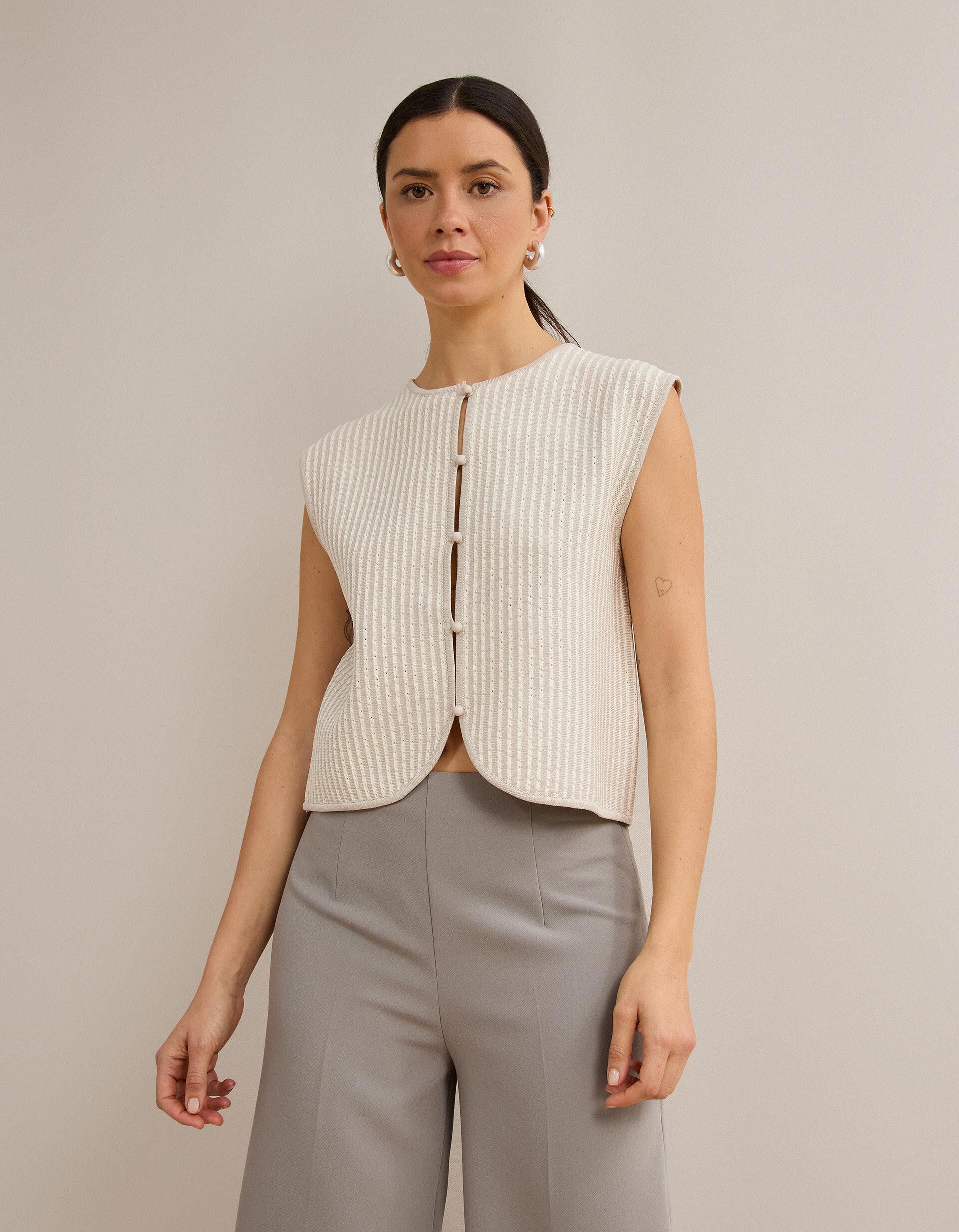 Comprar Online Colete Tricotado, Mulher, Cru