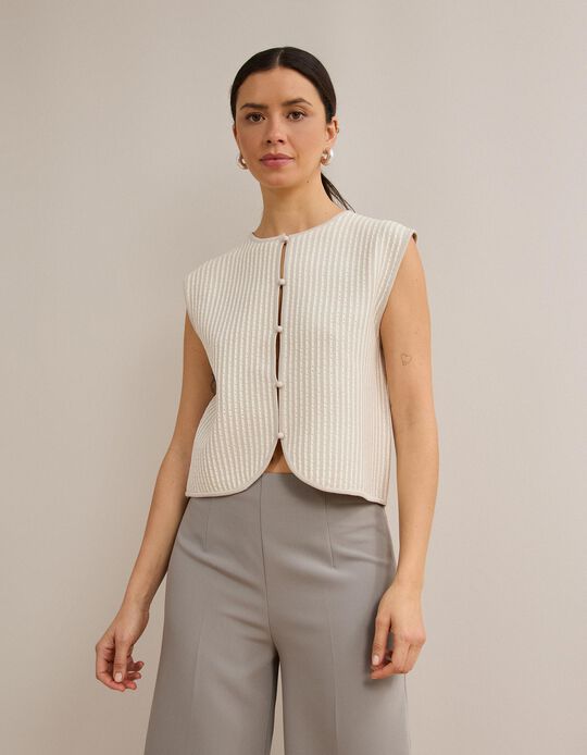 Comprar Online Colete Tricotado, Mulher, Cru