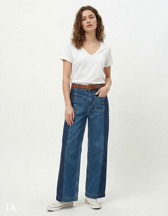 Comprar Online T-shirt Decote em V, Mulher, Branco