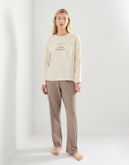 Comprar Online Pijama Jersey, Mulher, Bege Claro 