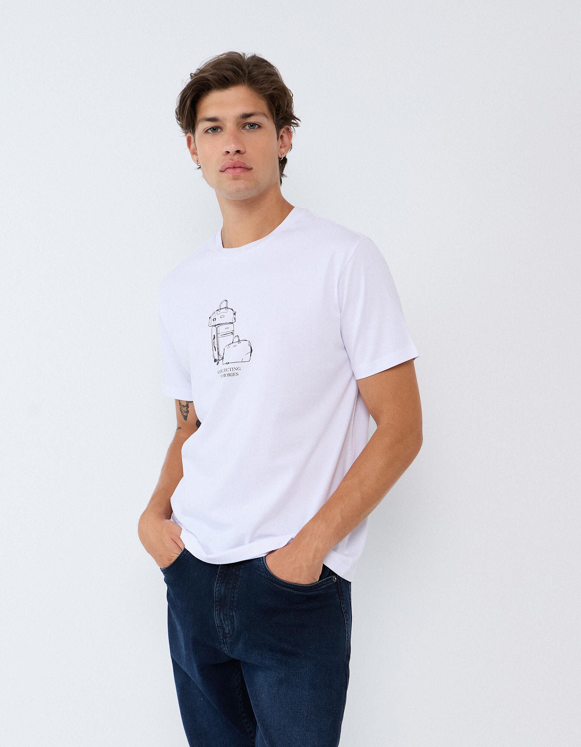 Comprar Online T-shirt Jersey Estampada, Homem, Branco