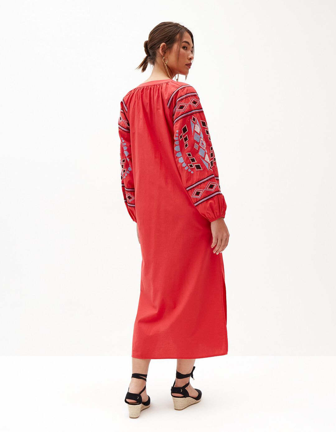 Vestido Bordado, Mulher, Rosa