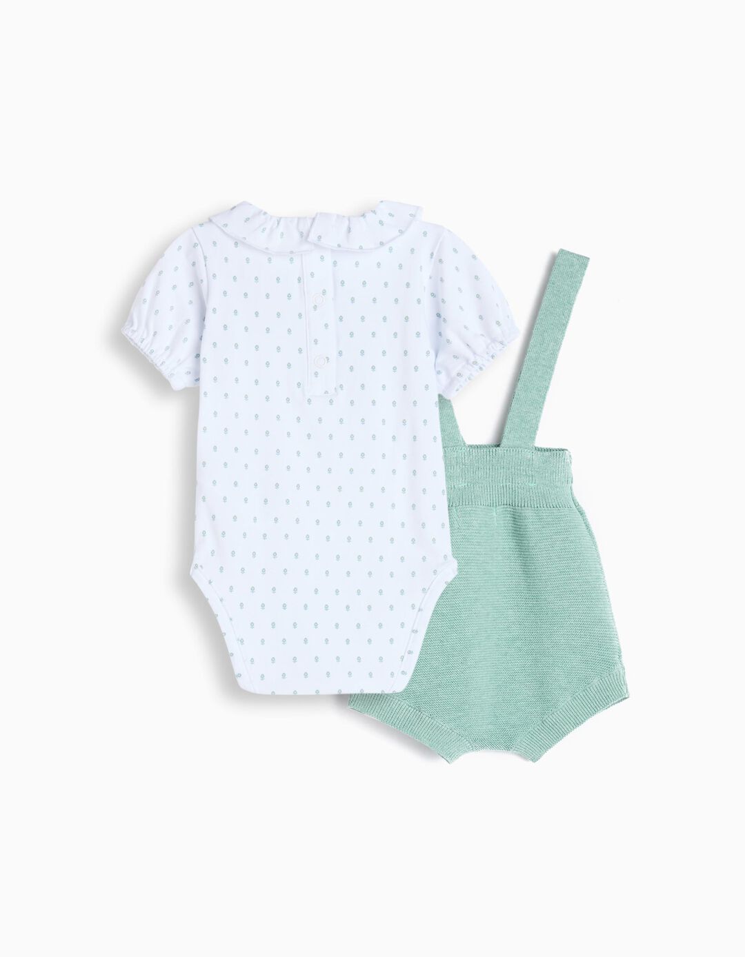 Conjunto Body e Jardineiras, Recém-nascido, Verde Claro