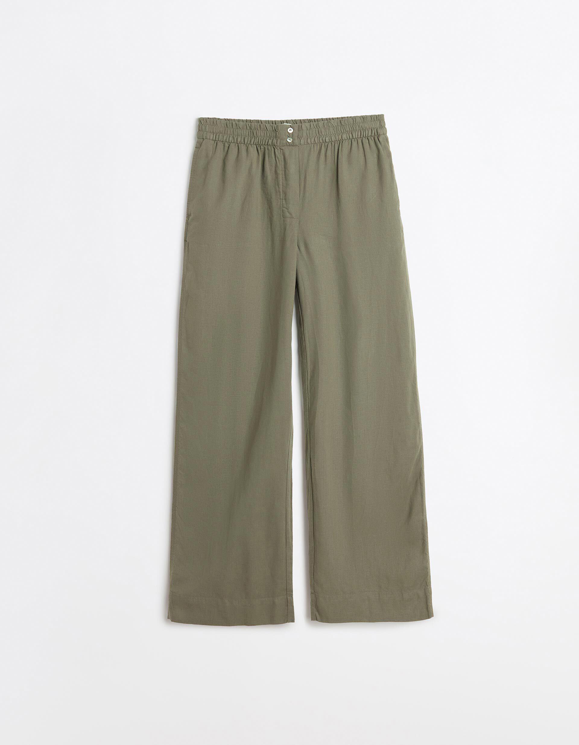 Comprar Online Cal&ccedil;as com Linho, Mulher, Verde Escuro