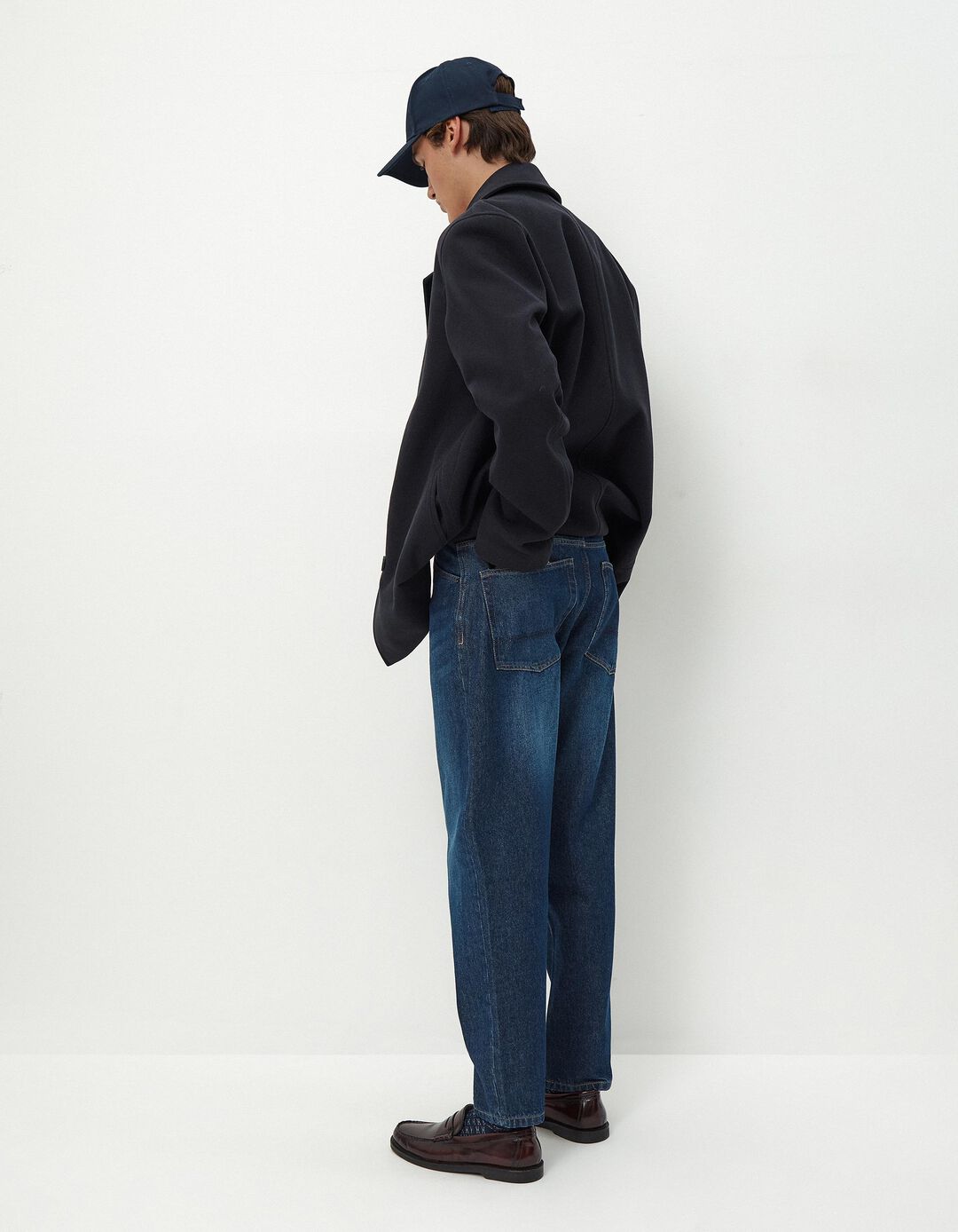 Calças de Ganga 'Relaxed Crop Fit', Homem, Azul Escuro