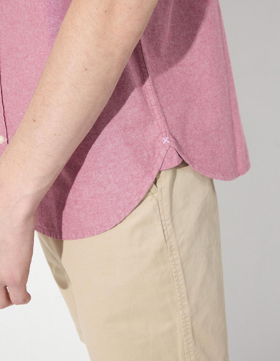 Camisa de Manga Curta, Homem, Rosa Escuro 