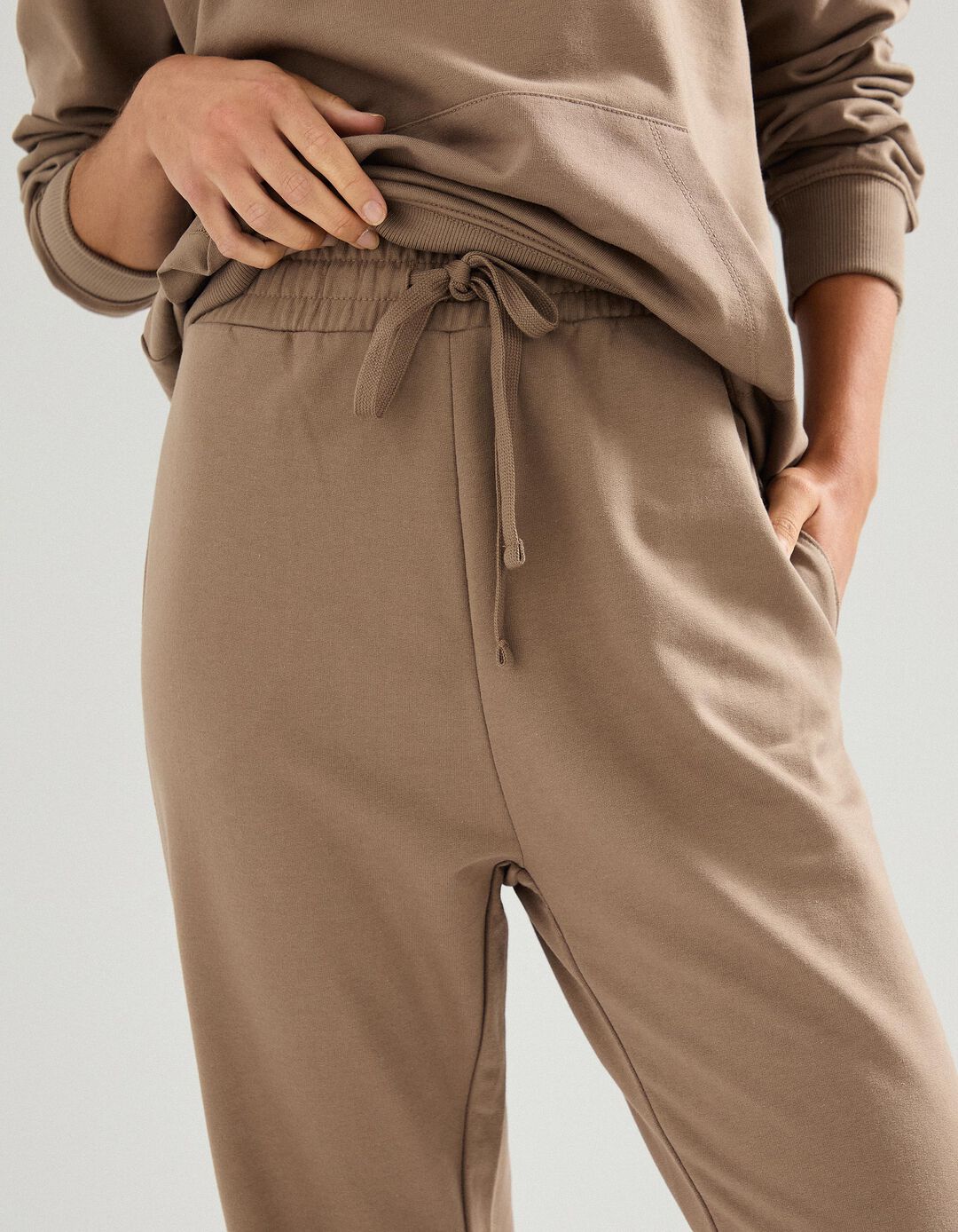 Calças Joggers, Mulher, Bege Escuro