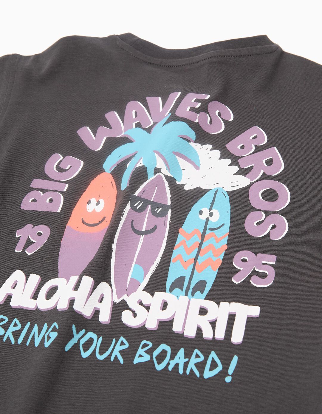 T-shirt Print, Menino, Cinzento Escuro 