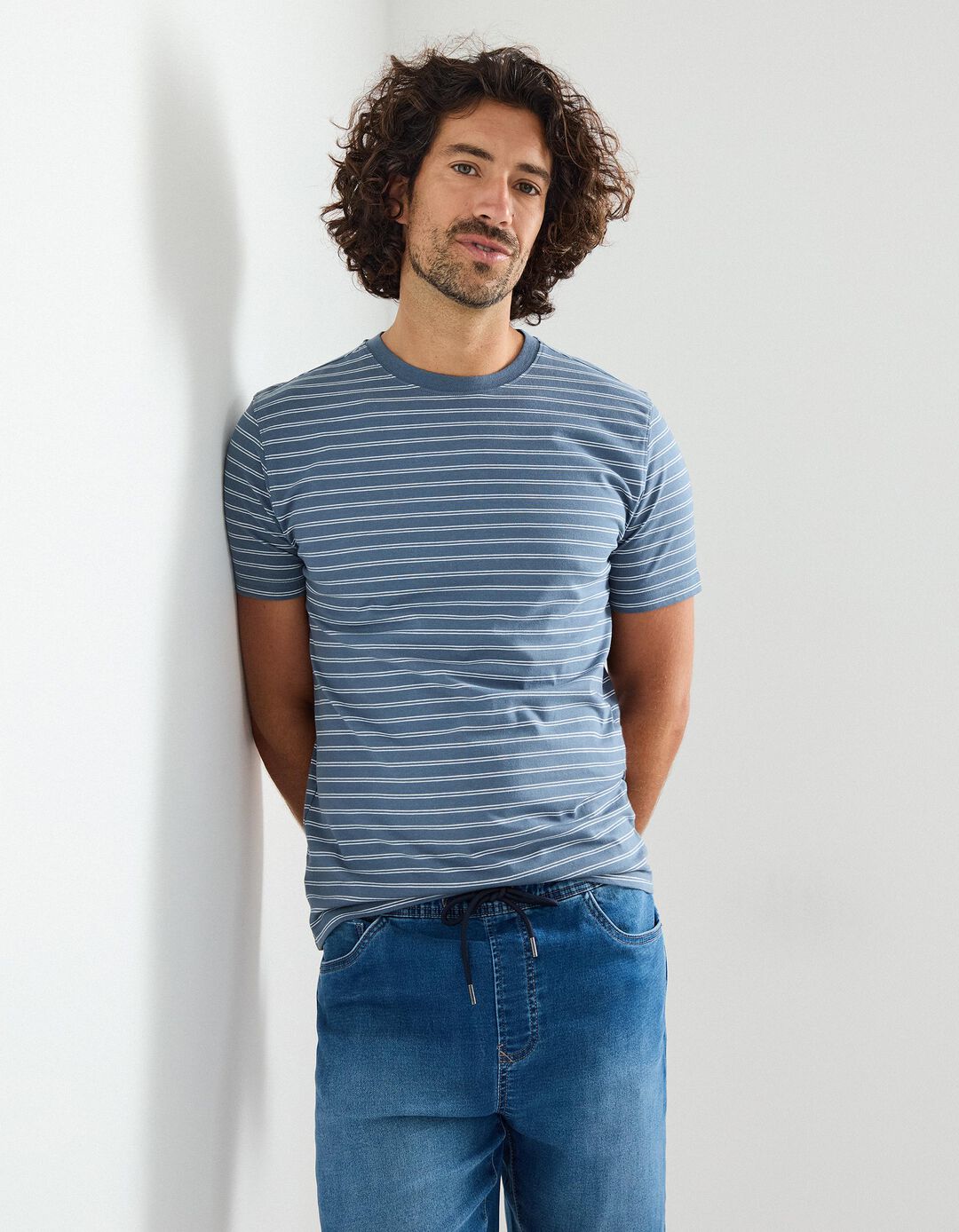 T-shirt Riscas, Homem, Azul