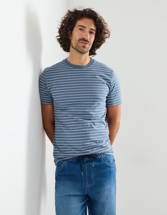 Comprar Online T-shirt Riscas, Homem, Azul