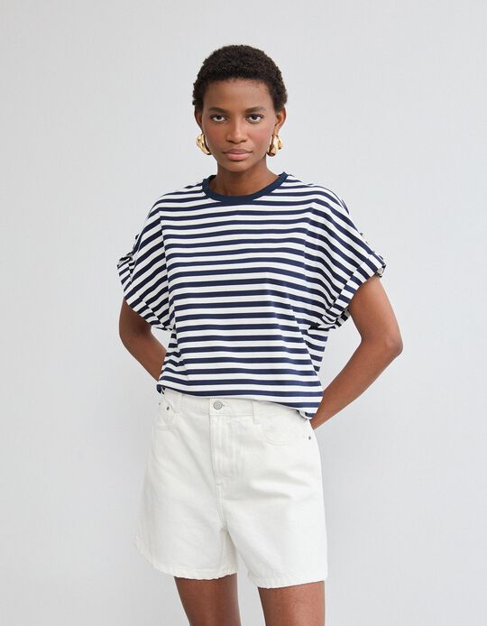 Comprar Online T-shirt Riscas, Mulher, Azul Escuro