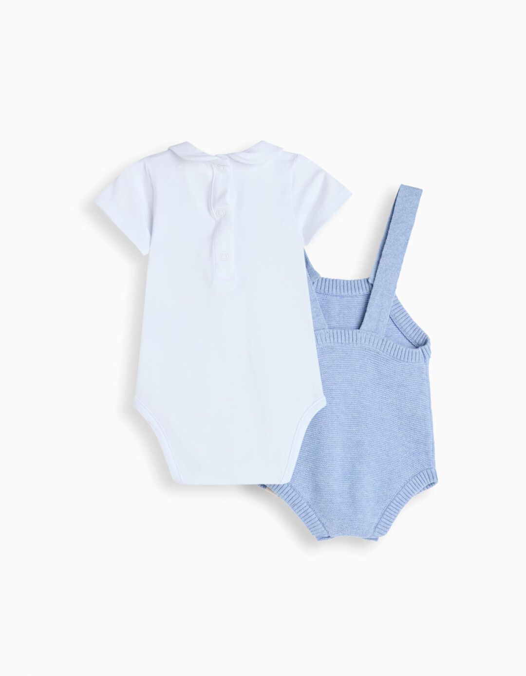 Conjunto Body e Jardineiras, Recém-nascido, Azul