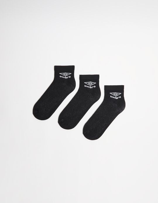 Comprar Online Pack 3 Pares de Meias Tornozelo 'Umbro', Homem, Preto