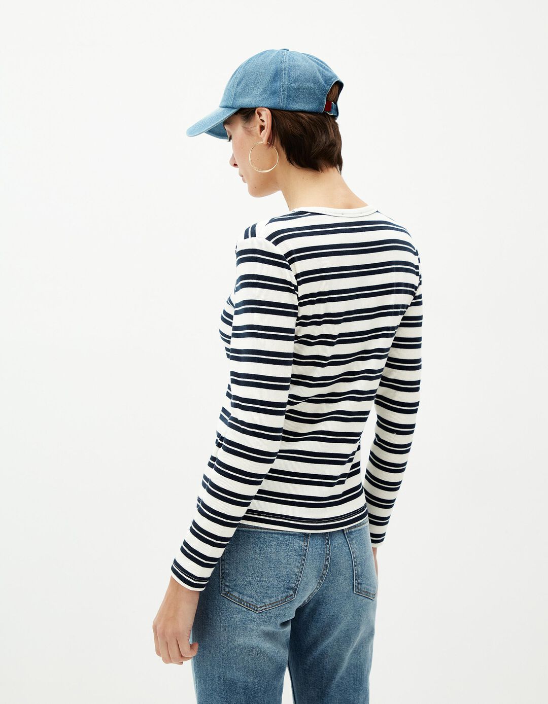Camisola Riscas, Mulher, Azul Escuro