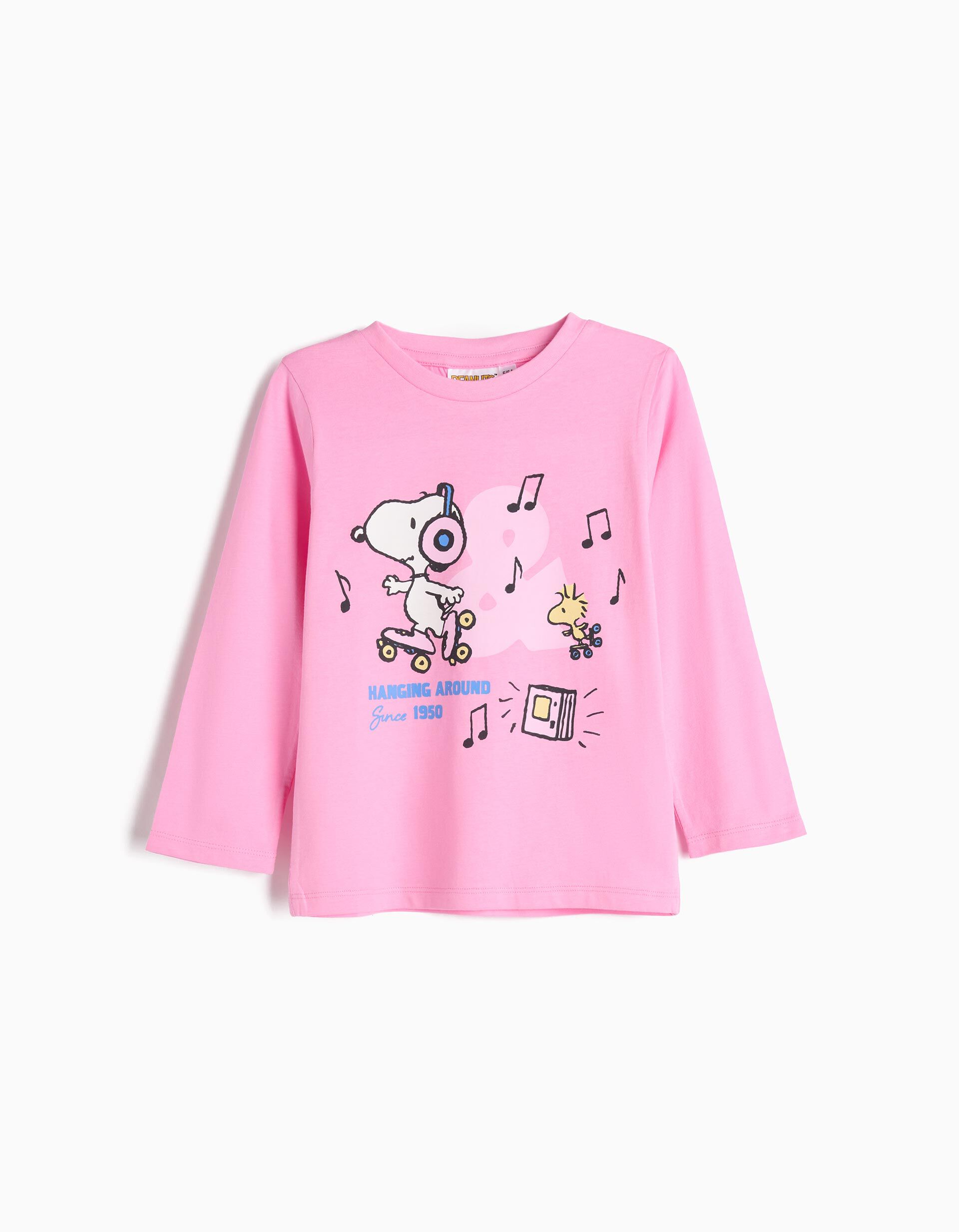 Comprar Online T-shirt de Manga Comprida 'Snoopy', Menina, Rosa