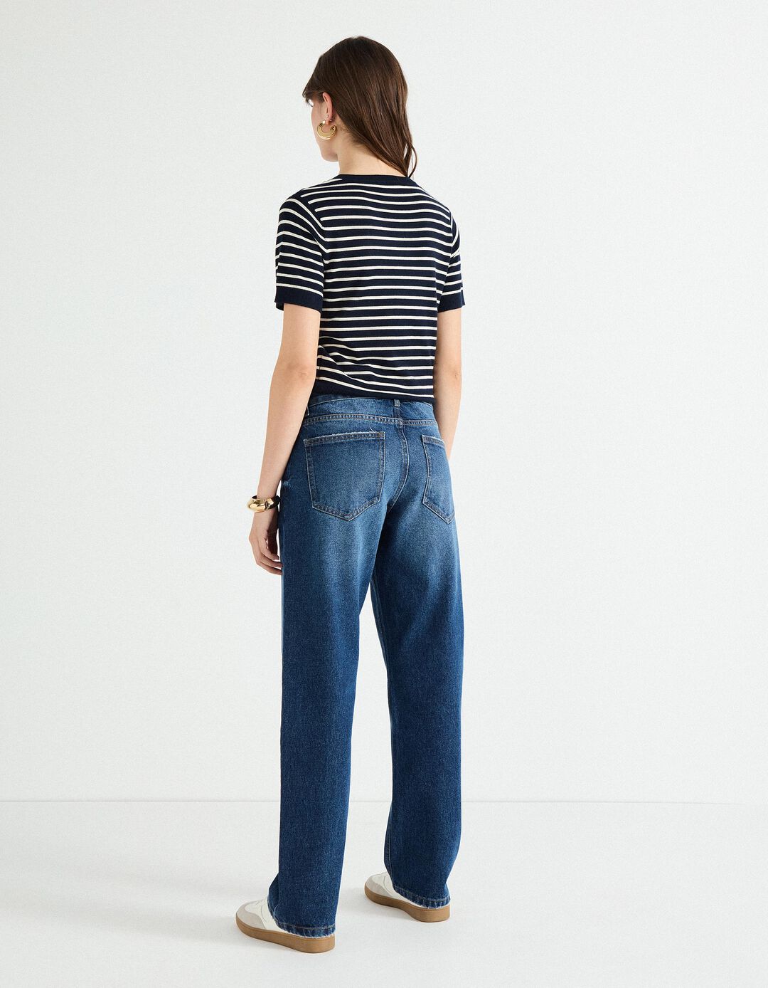 Calças de Ganga 'Straight Fit', Mulher, Azul Escuro