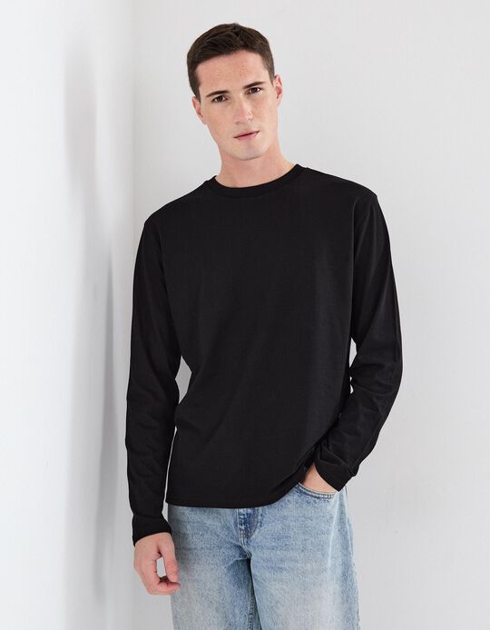 Comprar Online T-shirt de Manga Comprida, Homem, Preto