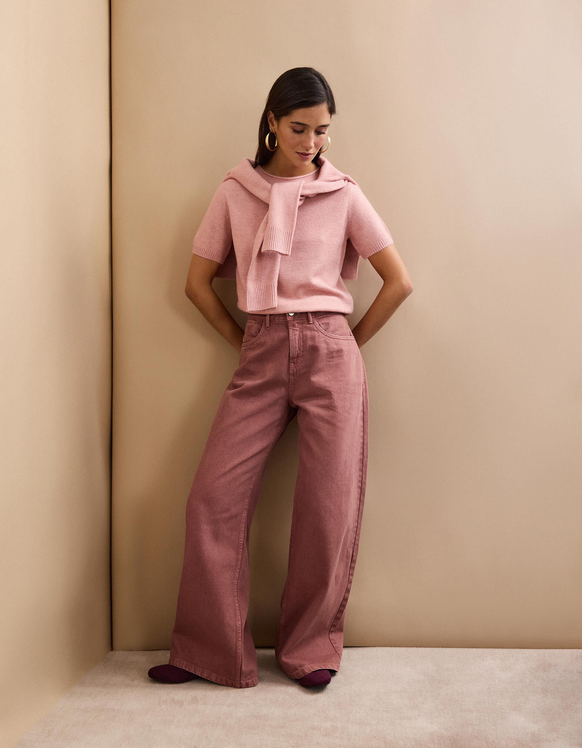 Comprar Online Cal&ccedil;as de Ganga 'Wide Leg', Mulher, Rosa