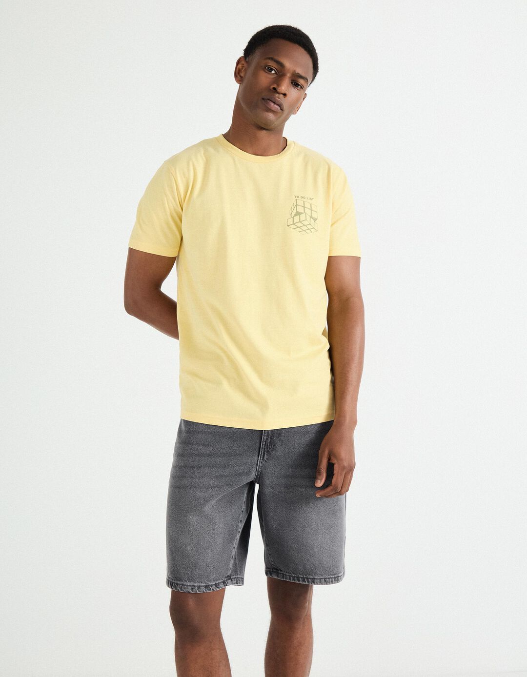 T-shirt Print, Homem, Amarelo Claro 