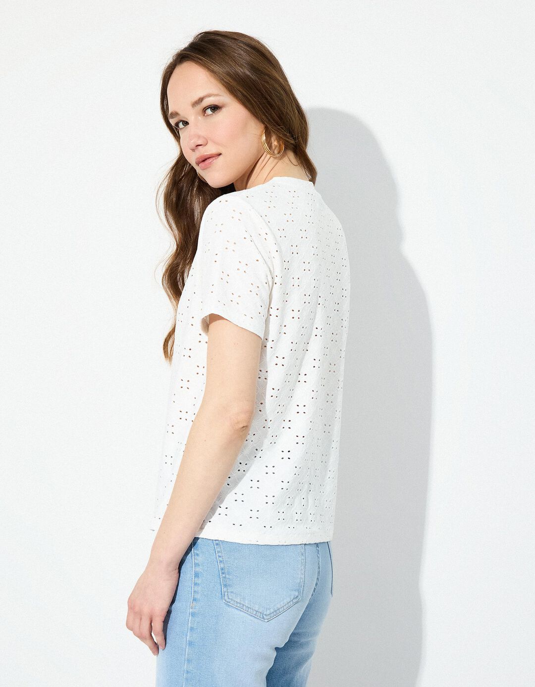 T-shirt com Bordados, Mulher, Branco 