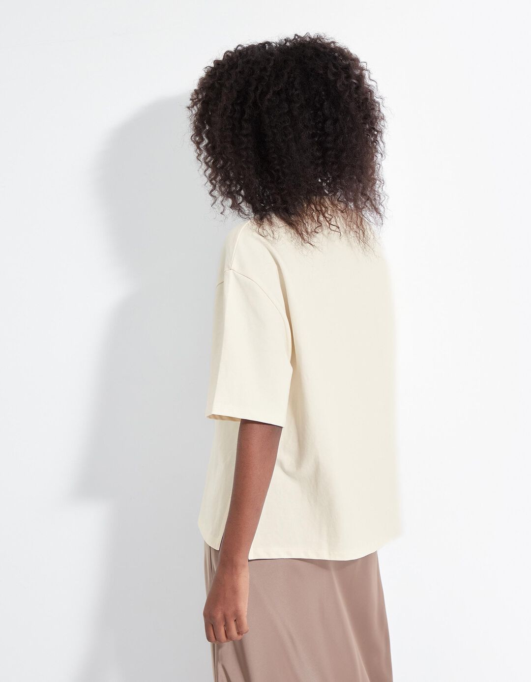 T-shirt Fleece, Mulher, Bege Claro