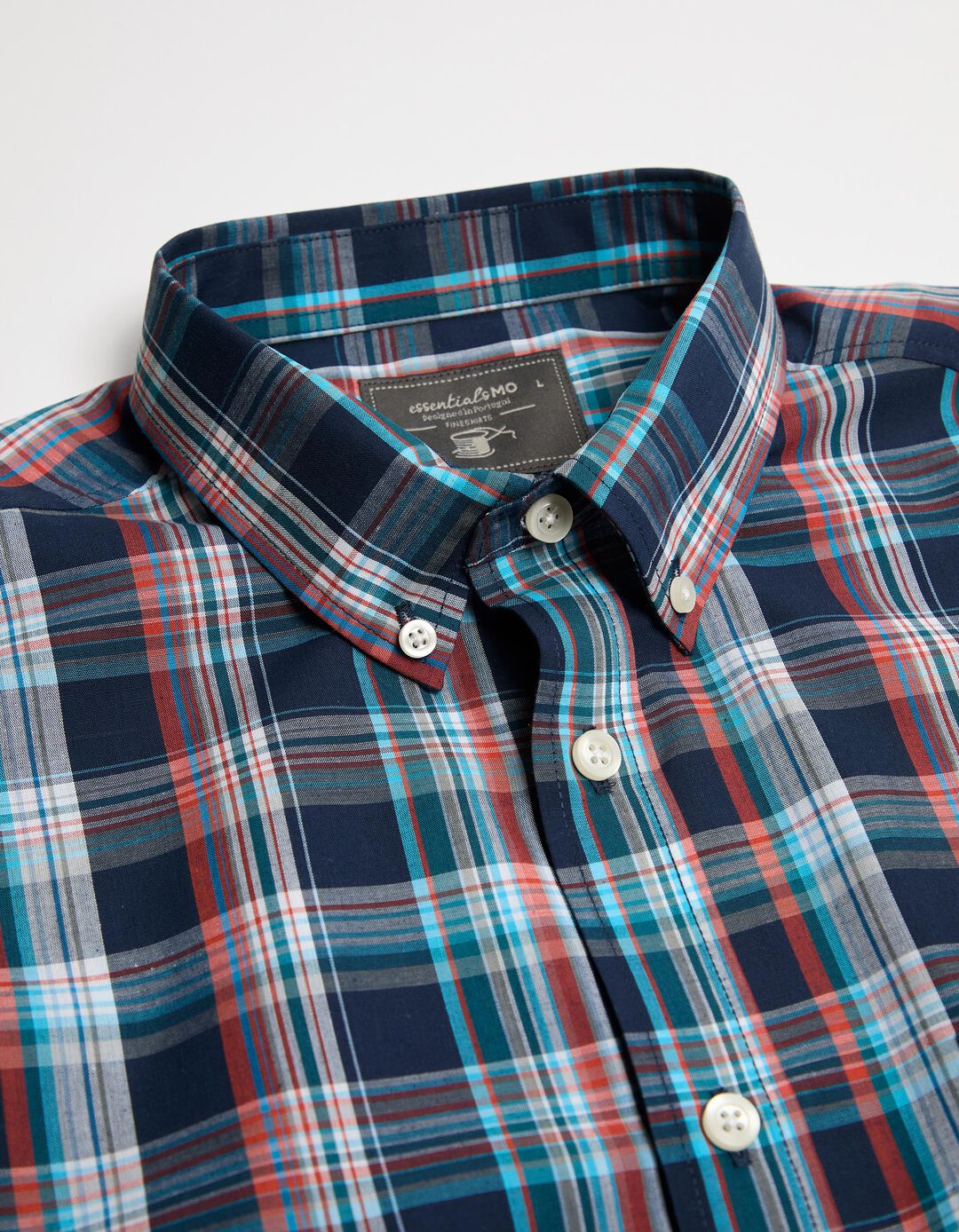 Camisa de Manga Curta Riscas, Homem, Azul Escuro