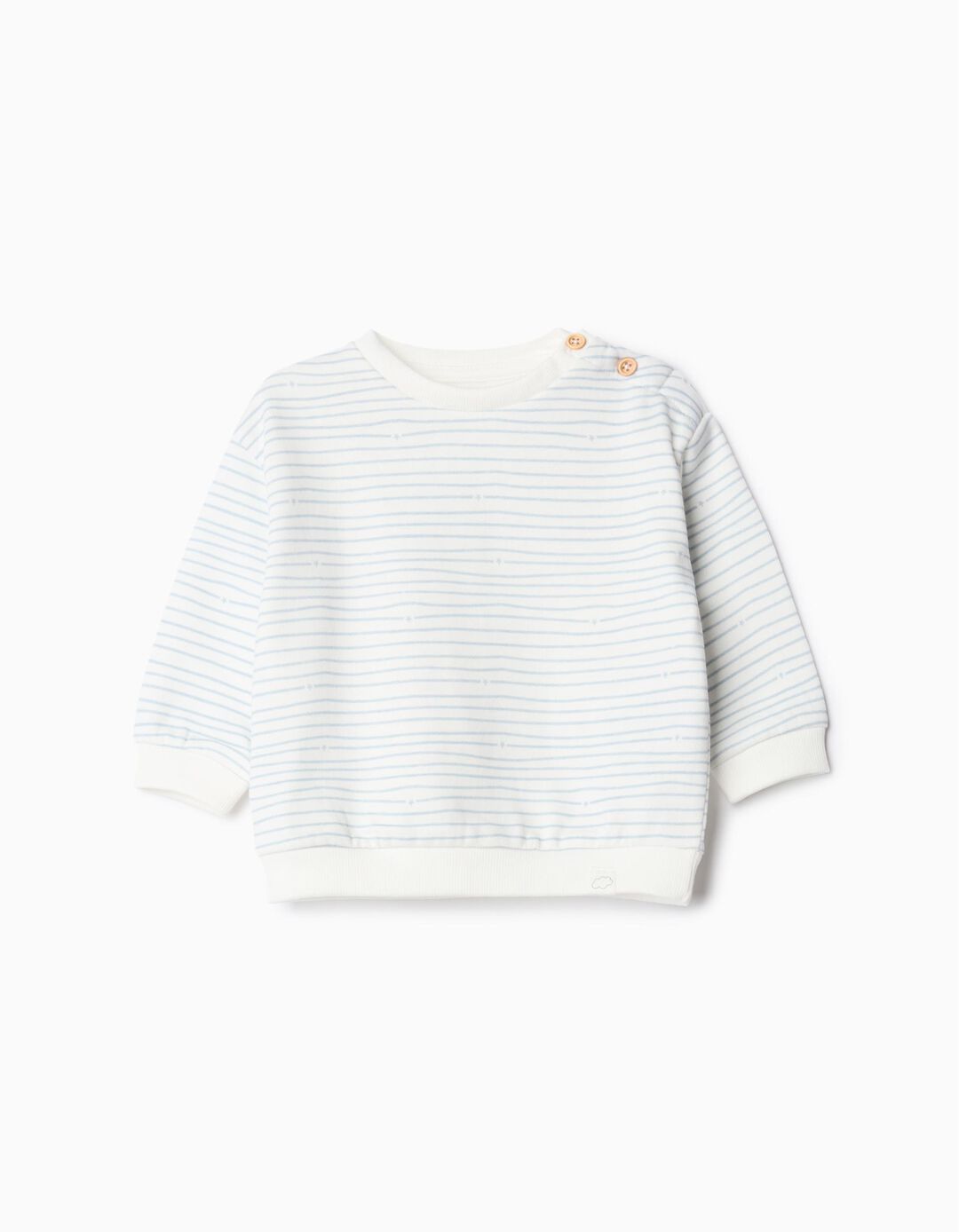 Sweatshirt de Felpa Riscas, Recém-nascido, Cinzento Claro