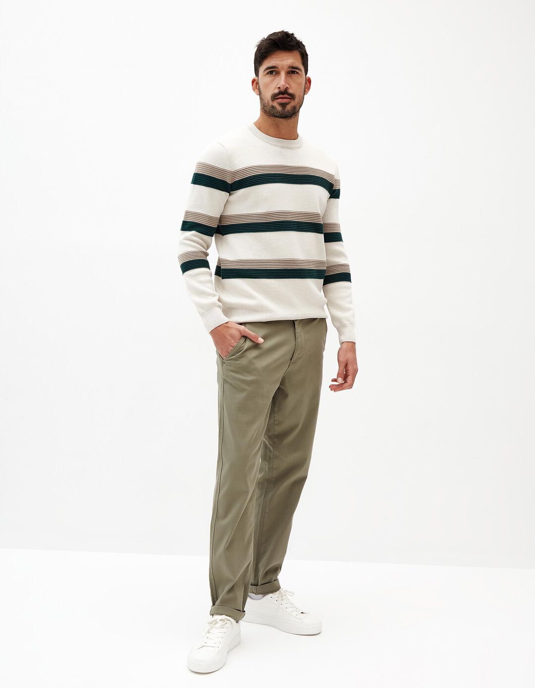 Calças Chino Slim, Homem, Verde Escuro