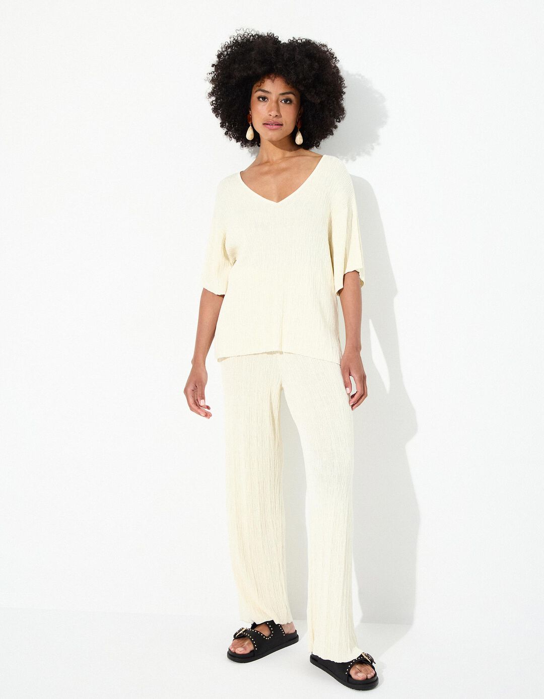 Camisola em Malha, Mulher, Bege Claro 