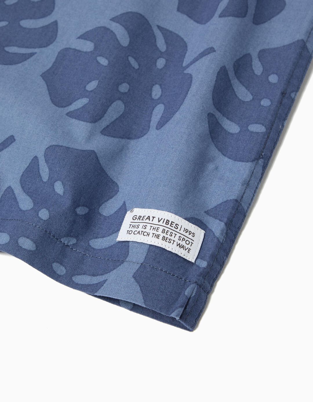 Camisa Print Tropical, Menino, Azul