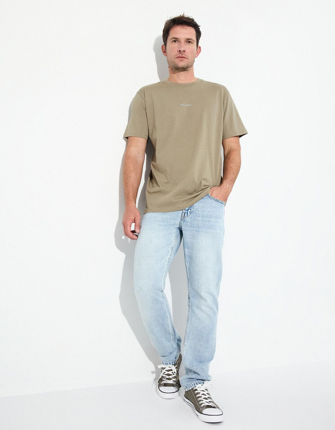 T-shirt 'Relaxed Fit', Homem, Verde Escuro 