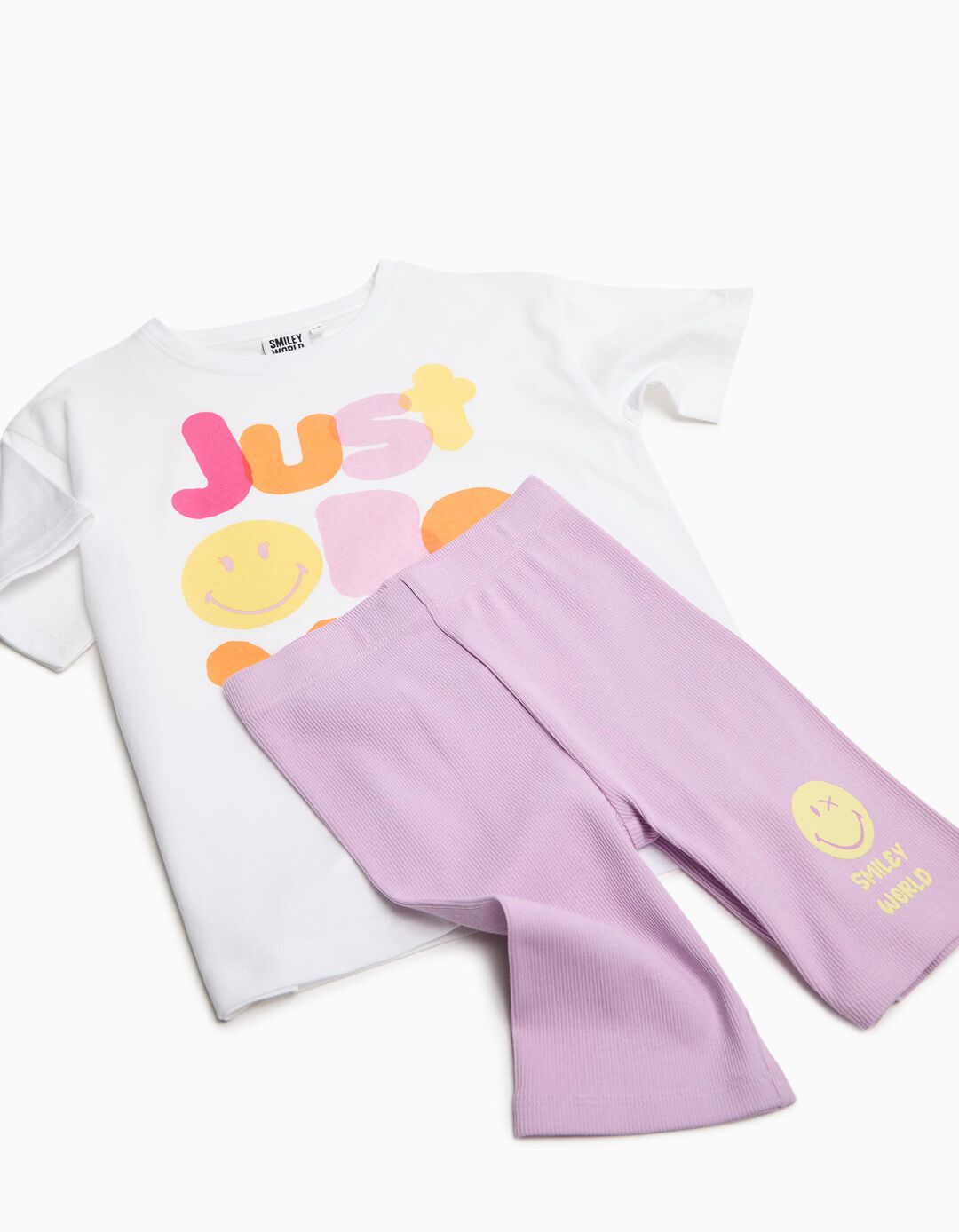 Conjunto T-shirt e Leggings 'Smiley World', Menina, Branco