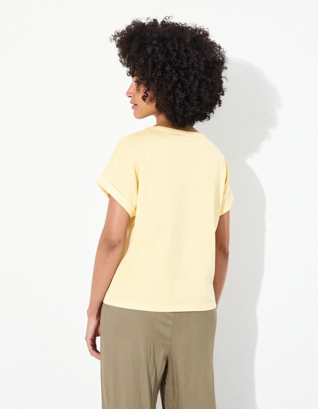 T-shirt Print, Mulher, Amarelo Claro 