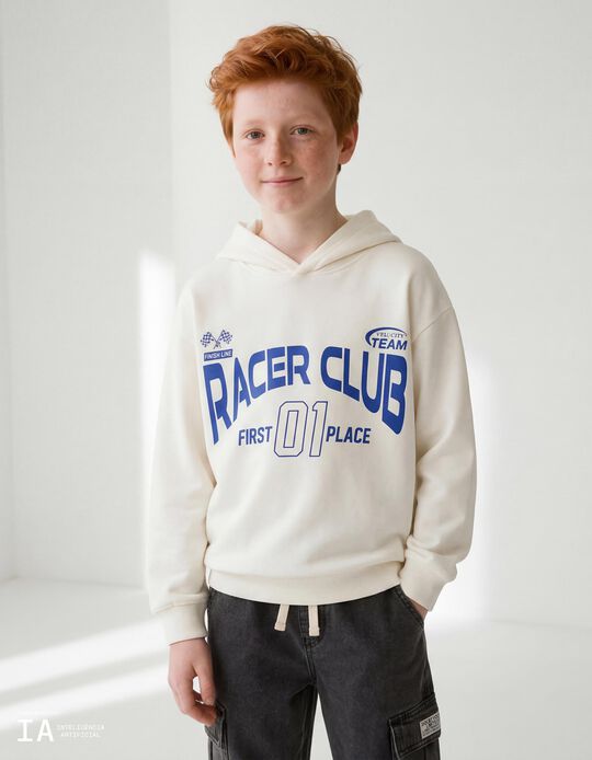 Comprar Online Sweatshirt de Felpa Capuz, Menino, Branco