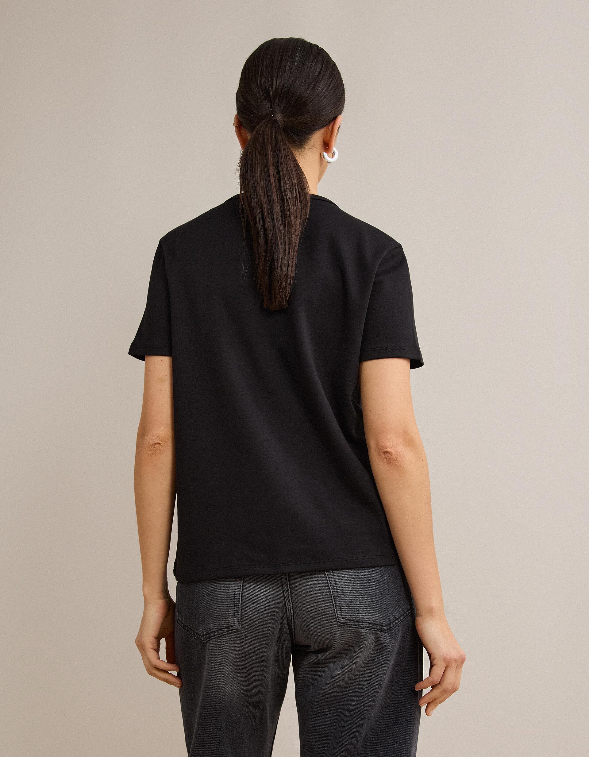 Comprar Online T-shirt Interlock Manga Curta, Mulher, Preto