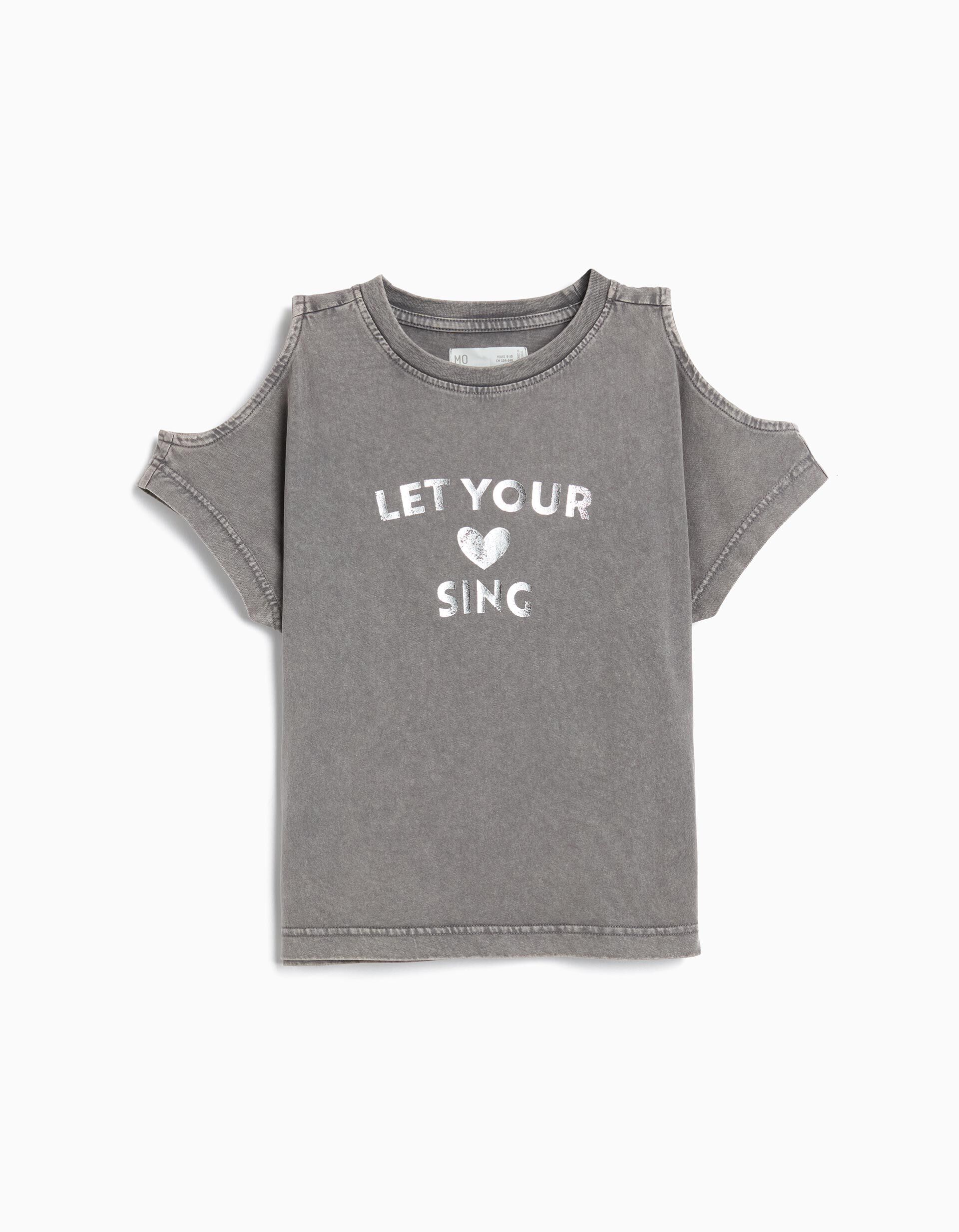 Comprar Online T-shirt Manga Curta Cut Out, Menina, Cinzento