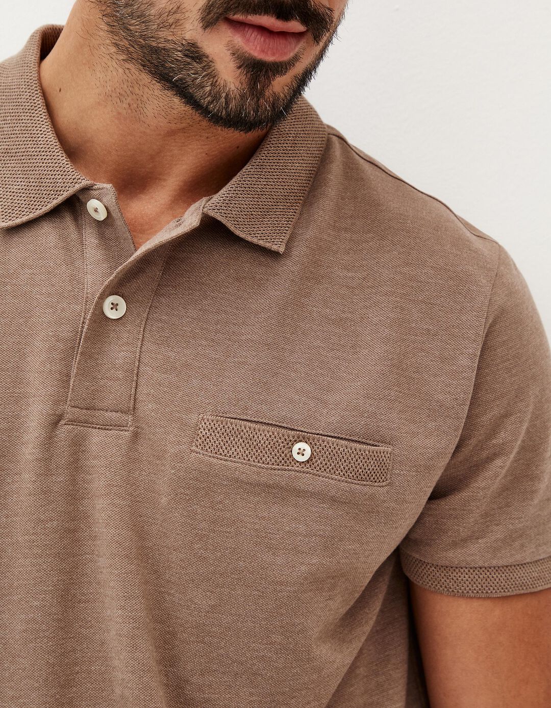 Polo de Manga Curta, Homem, Castanho