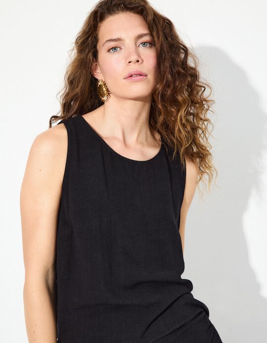 Comprar Online Top com Linho, Mulher, Preto