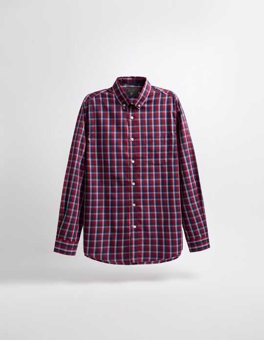 Comprar Online Camisa, Homem, Xadrez, Tons Vermelhos