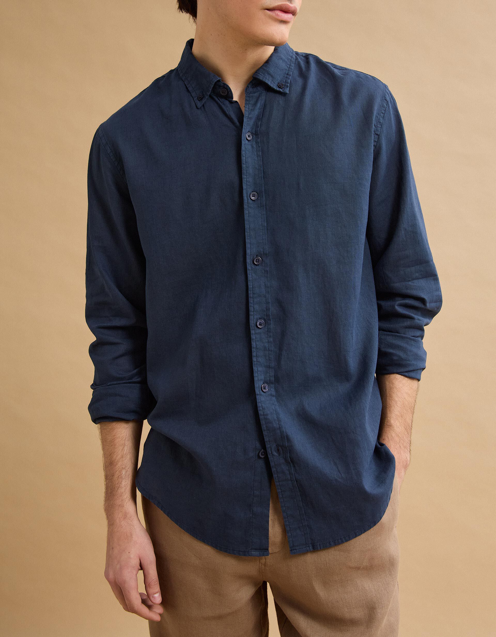 Comprar Online Camisa com Linho, Homem, Azul Escuro