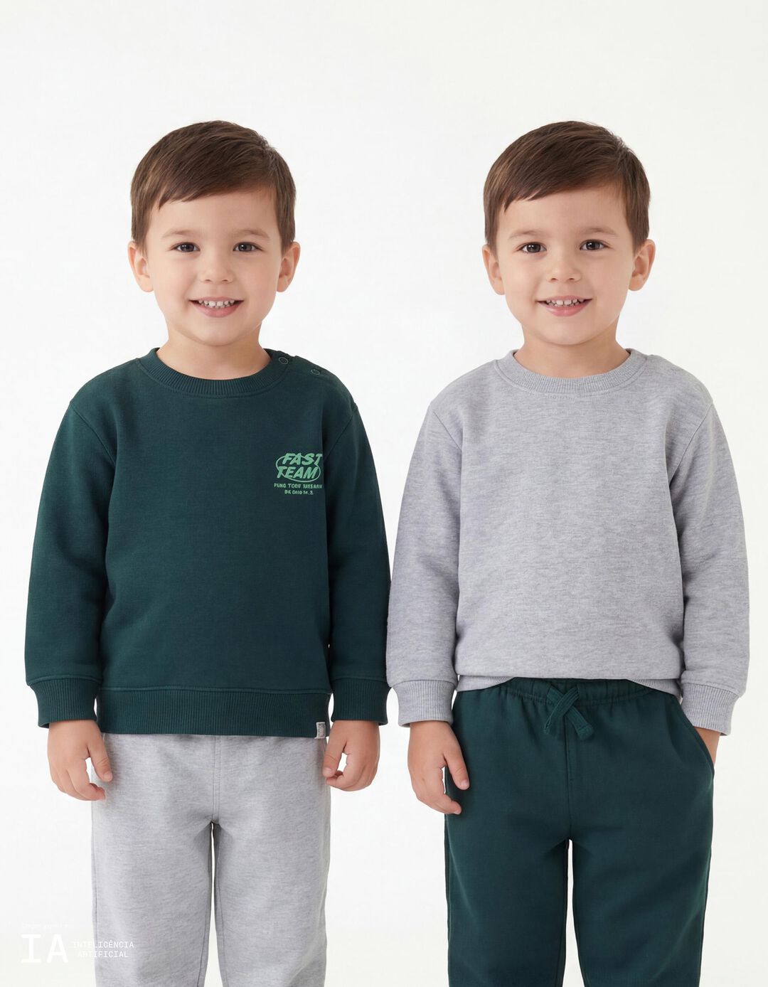 Pack 2 Sweatshirts de Felpa, Menino, Verde Escuro